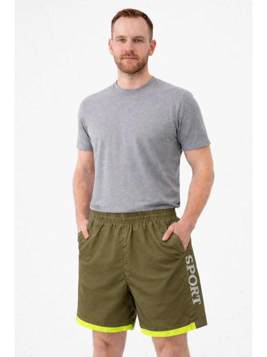 Шорты мужские цвета хаки с принтом 23-27 213098C