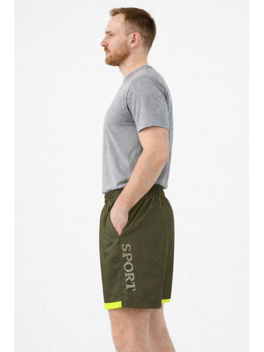 Шорты мужские цвета хаки с принтом 23-27 213098C