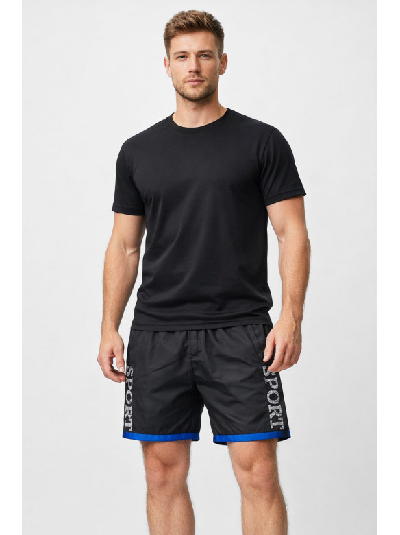 Шорты мужские черного цвета с принтом 23-27 213099C