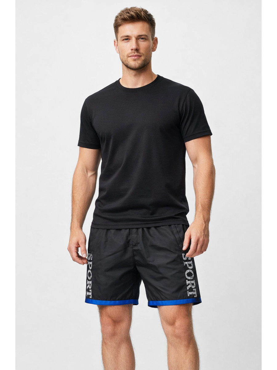 Шорты мужские черного цвета с принтом 23-27 213099C