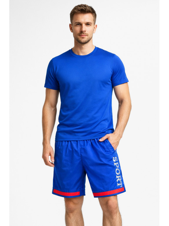 Шорты мужские синего цвета с принтом 23-27 213100C