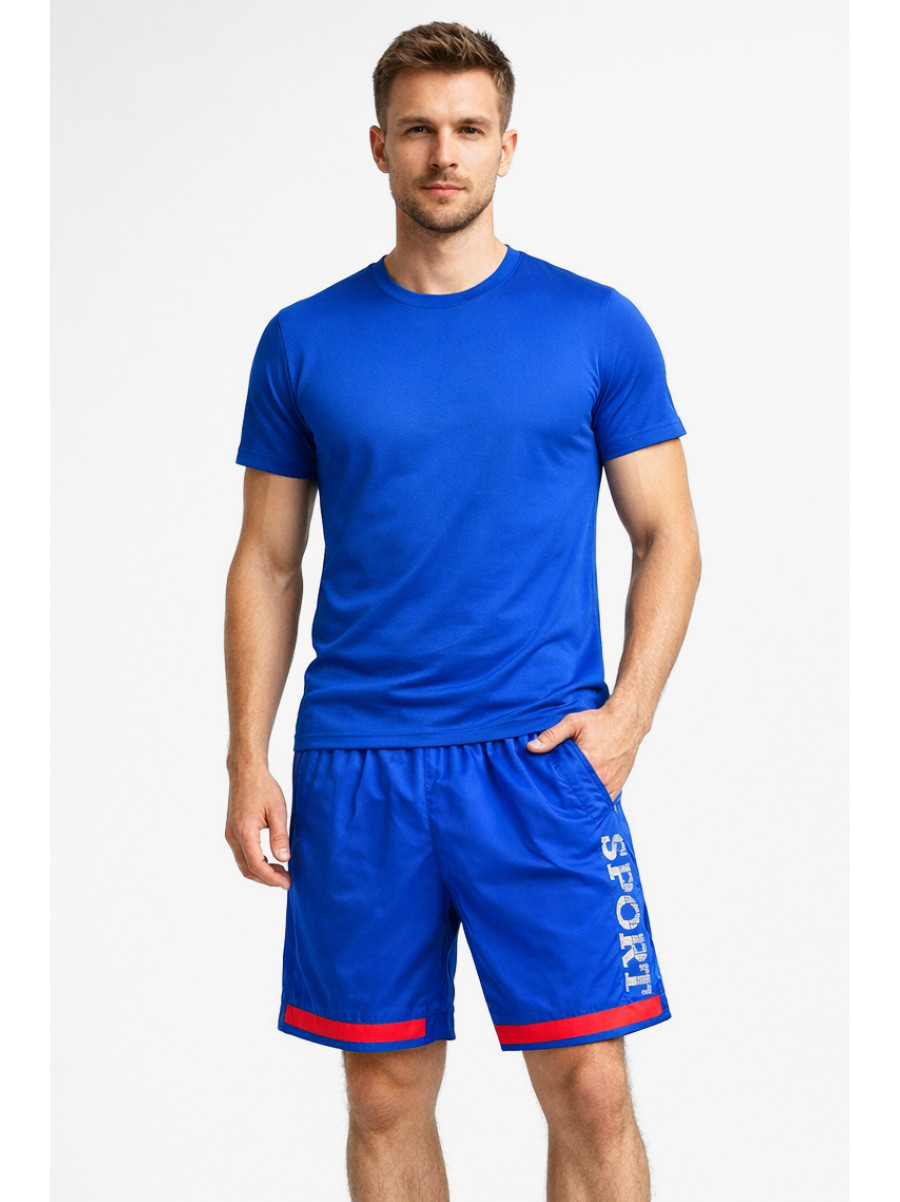 Шорты мужские синего цвета с принтом 23-27 213100C