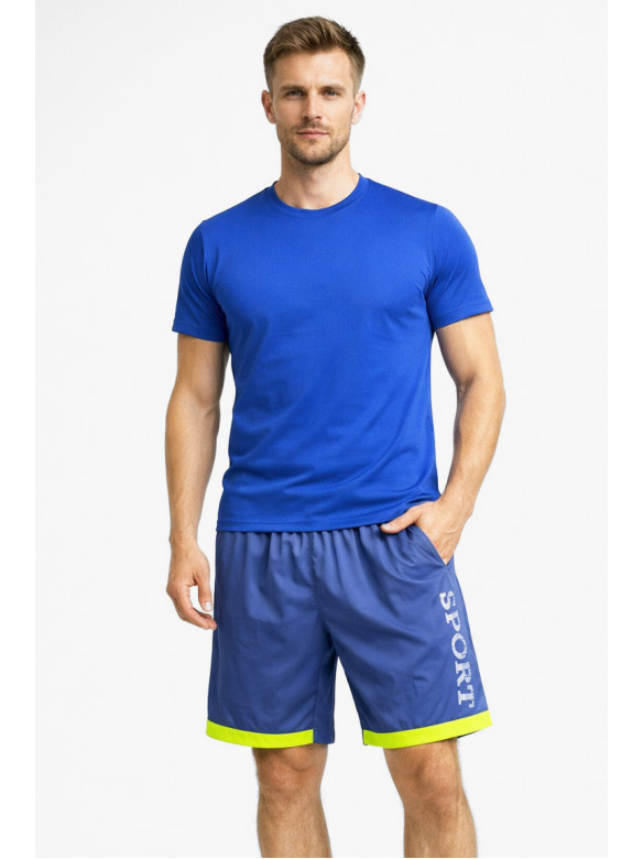 Шорты мужские синего цвета с принтом 23-27 213102C