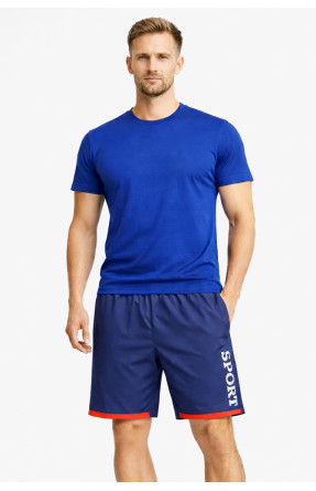 Шорты мужские тёмно-синего цвета с принтом 23-27 213103C