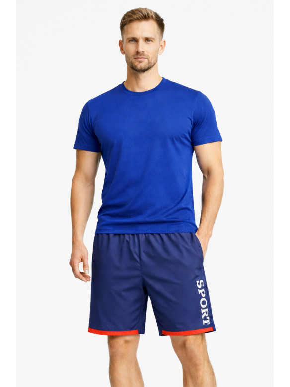 Шорты мужские тёмно-синего цвета с принтом 23-27 213103C