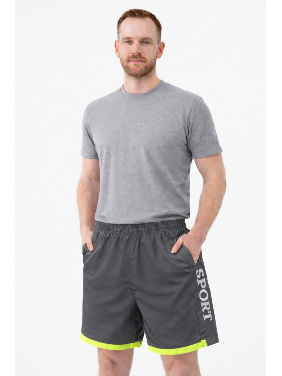 Шорты мужские тёмно-серого цвета с принтом 23-27 213105C