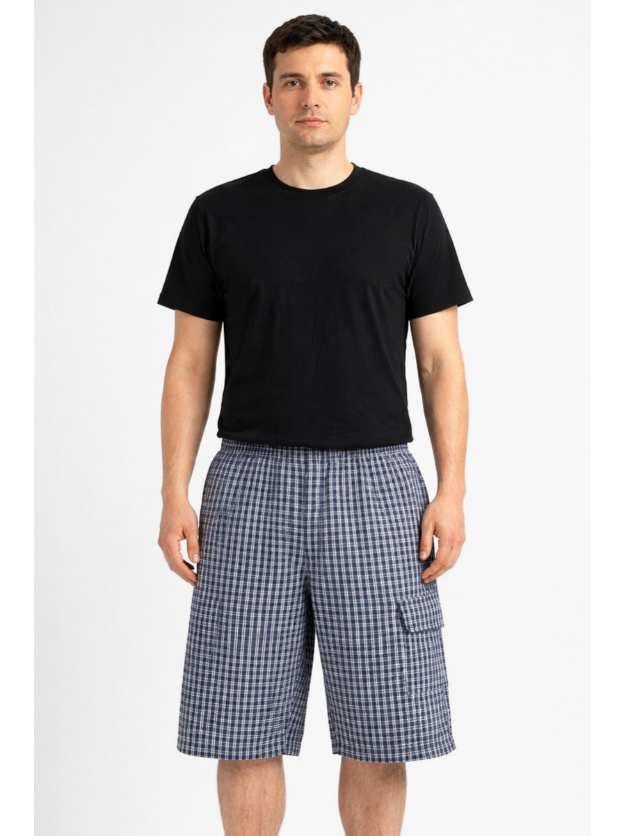 Шорты мужские тёмно-синего цвета с принтом 213118C