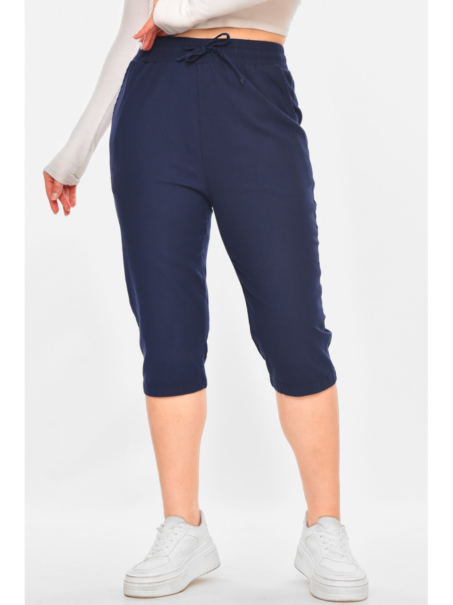 Бриджі жіночі однотонні темно-синього кольору 703 213140C