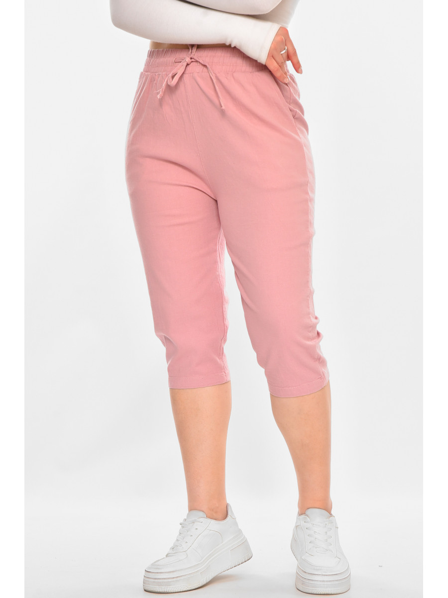 Бриджі жіночі однотонні пудрового кольору 703 213141C