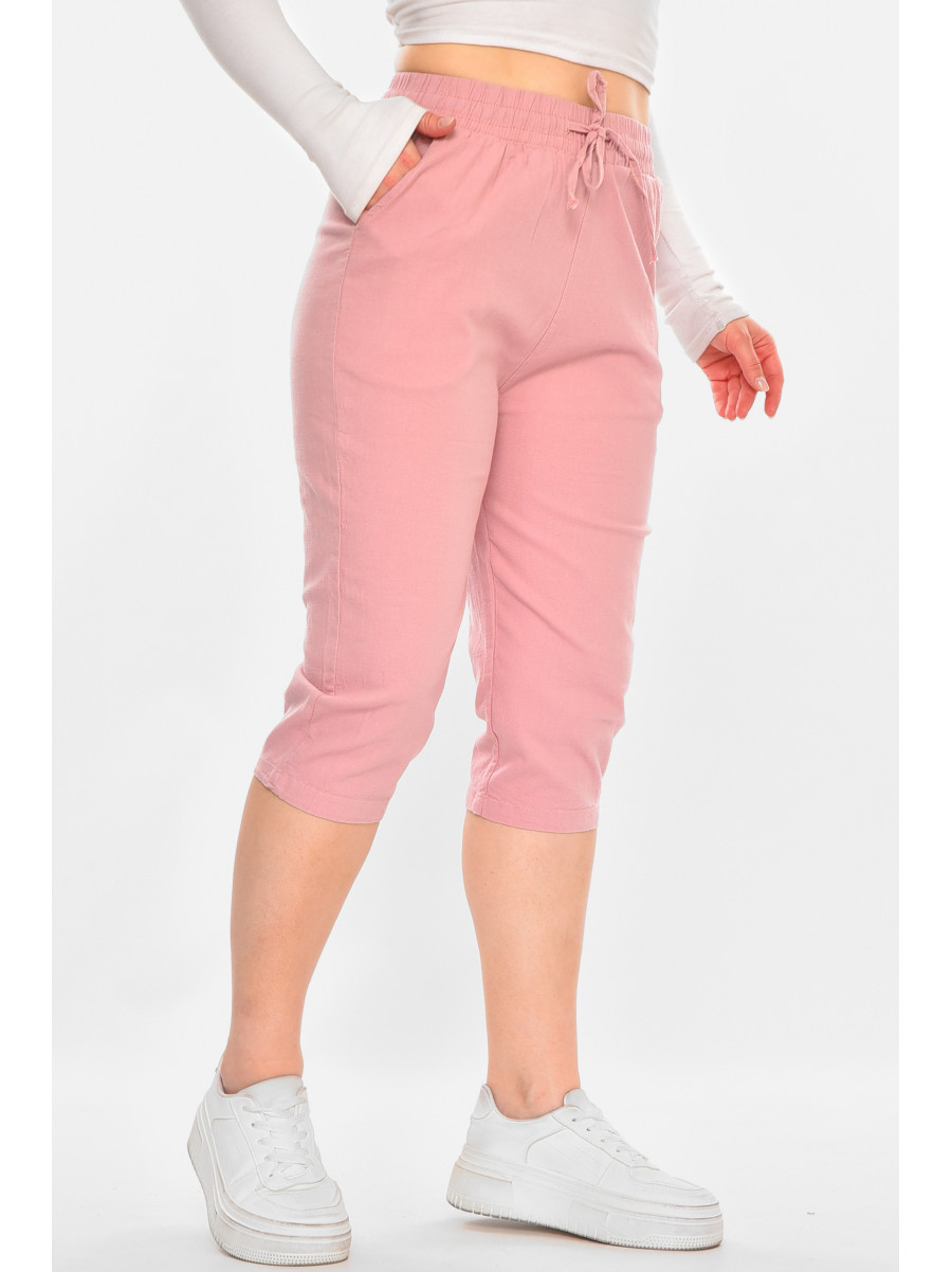 Бриджі жіночі однотонні пудрового кольору 703 213141C