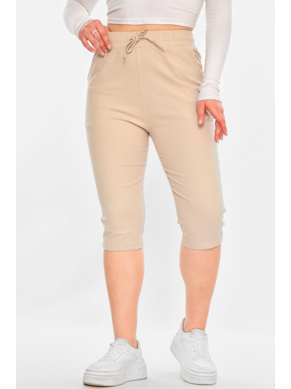 Бриджі жіночі однотонні бежевого кольору 703 213143C