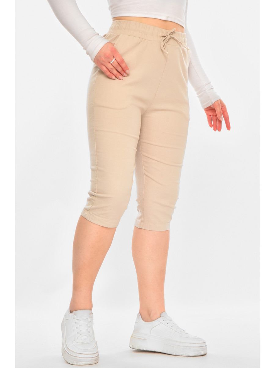 Бриджі жіночі однотонні бежевого кольору 703 213143C