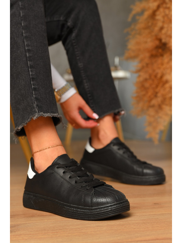 Кроссовки женские черного цвета на шнуровке Уценка 0213-1 213144C