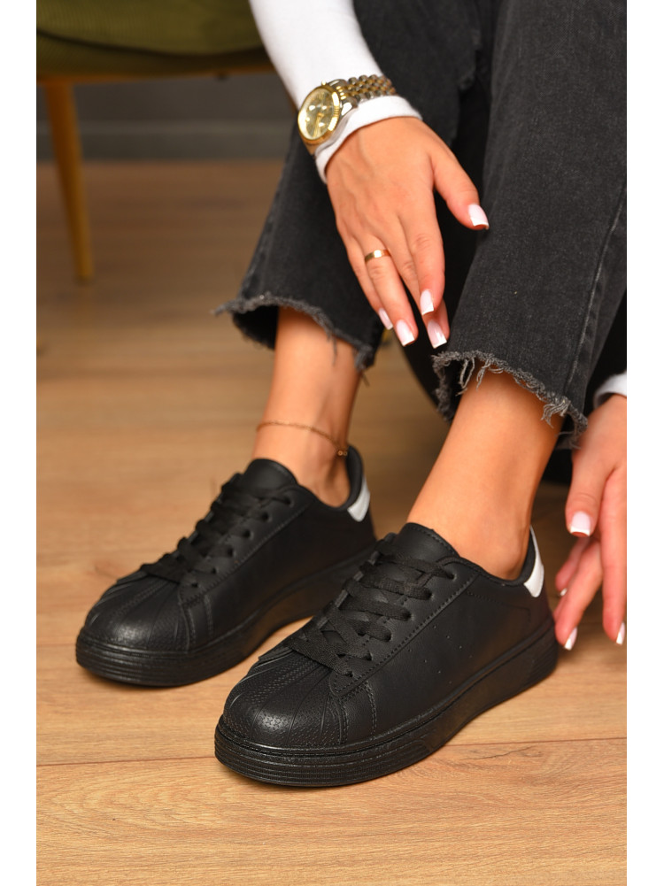 Кроссовки женские черного цвета на шнуровке Уценка 0213-1 213144C
