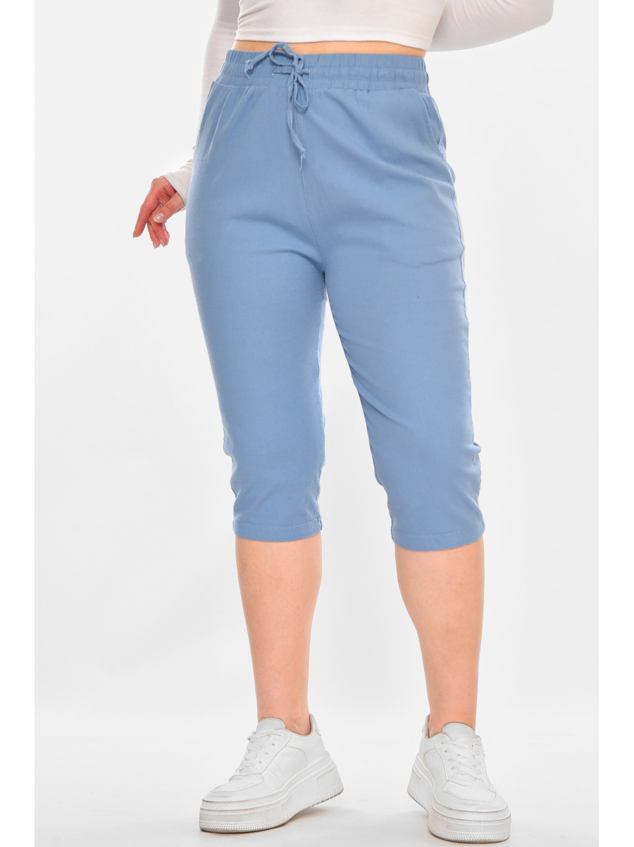 Бриджі жіночі однотонні блакитного кольору 703 213145C