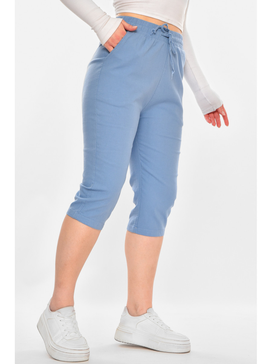 Бриджі жіночі однотонні блакитного кольору 703 213145C