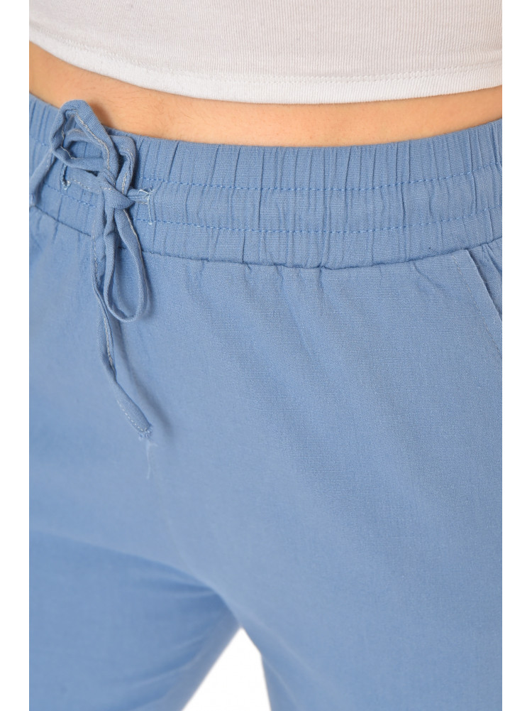 Бриджі жіночі однотонні блакитного кольору 703 213145C