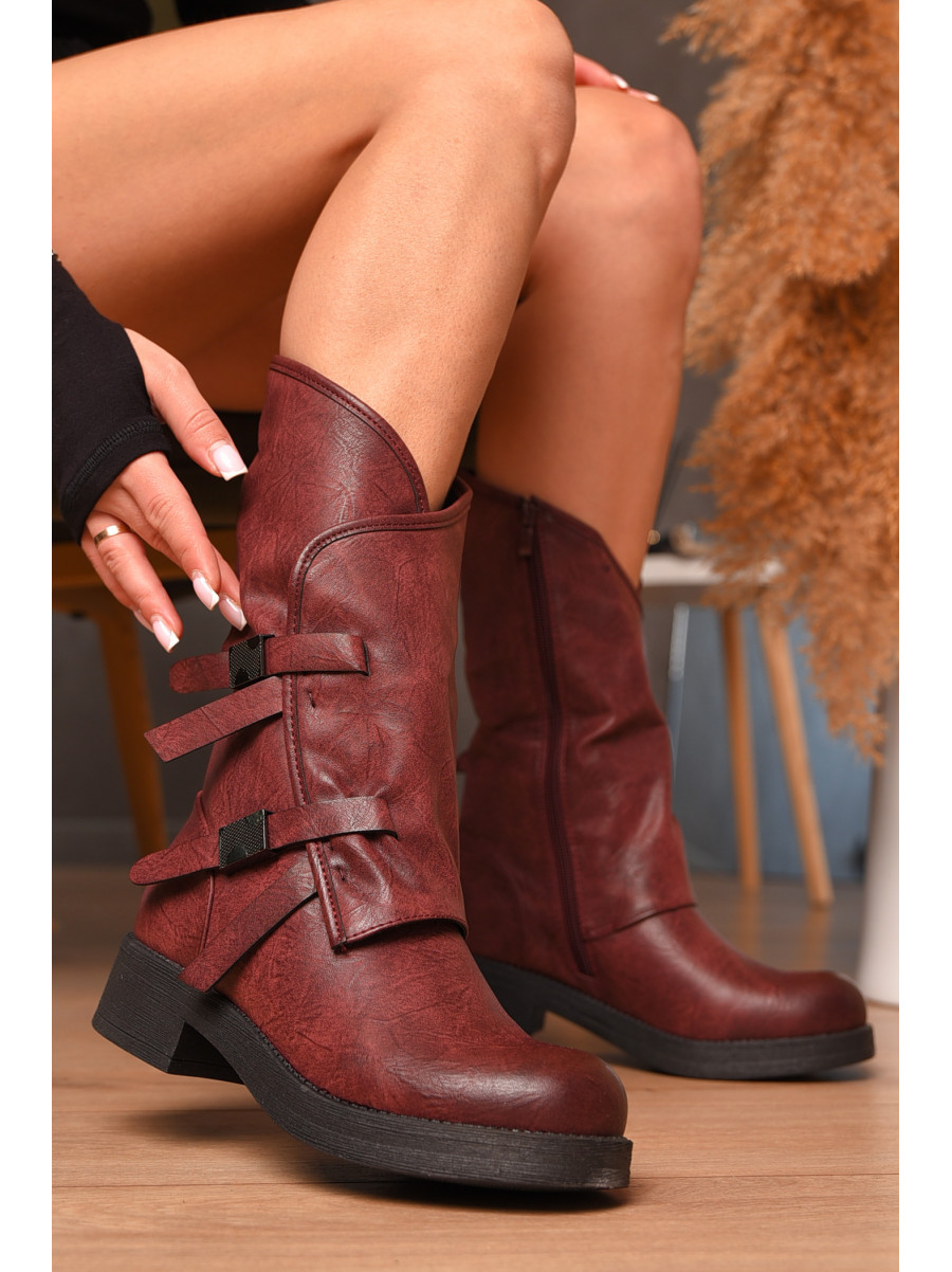 Полусапоги женские демисезонные бордового цвета Уценка 2007 213152C