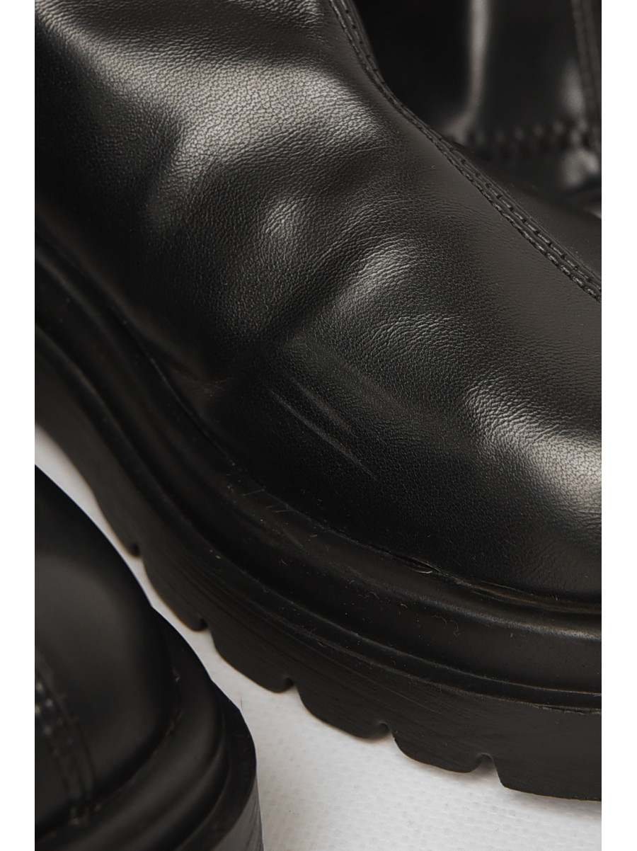 Сапоги женские демисезонные черного цвета на флисе  Уценка 77-109-1 213159C