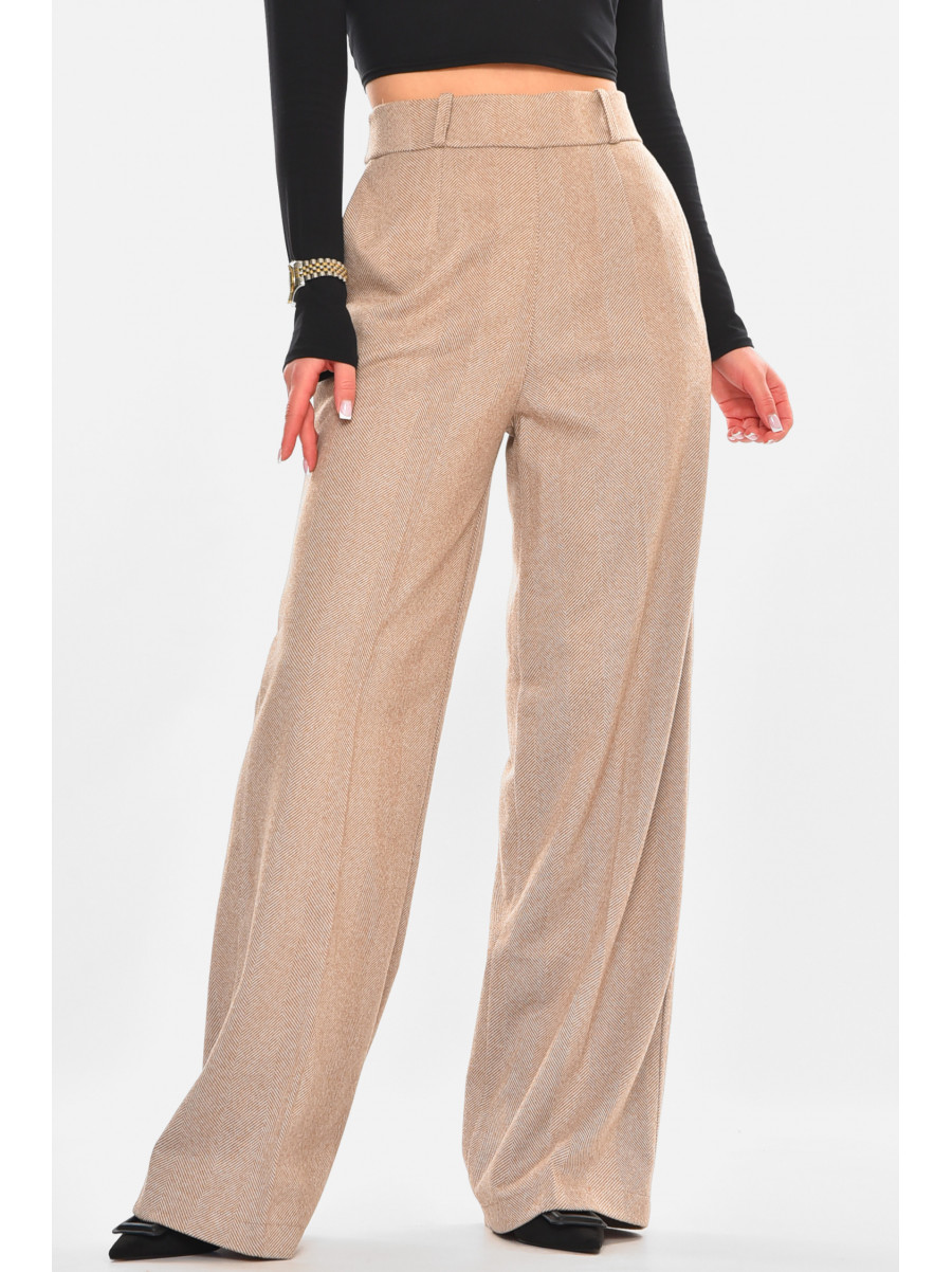 Штани жіночі темно-бежевого кольору з принтом 2306 213167C