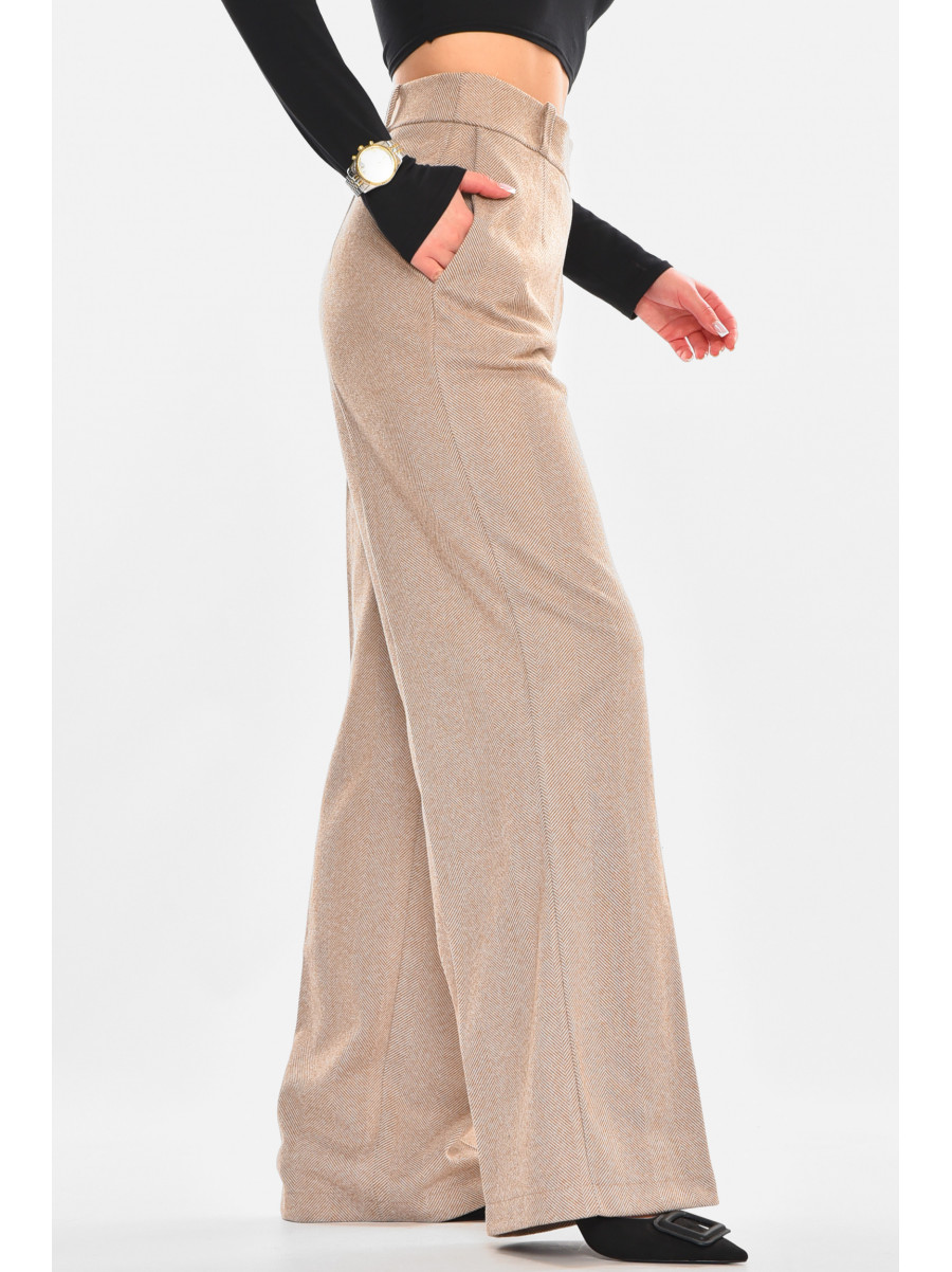 Штани жіночі темно-бежевого кольору з принтом 2306 213167C
