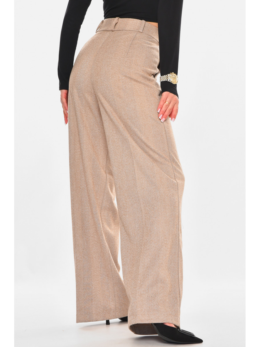 Штани жіночі темно-бежевого кольору з принтом 2306 213167C