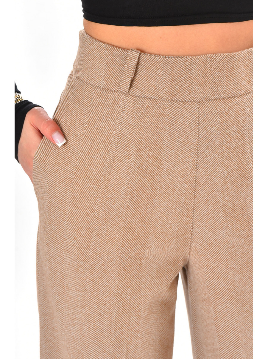 Штани жіночі темно-бежевого кольору з принтом 2306 213167C