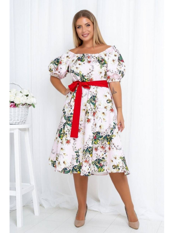 Платье женское розового  цвета с принтом 5330 213176C