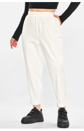 Спортивні жіночі штани однотонні білого кольору 2336 213177C