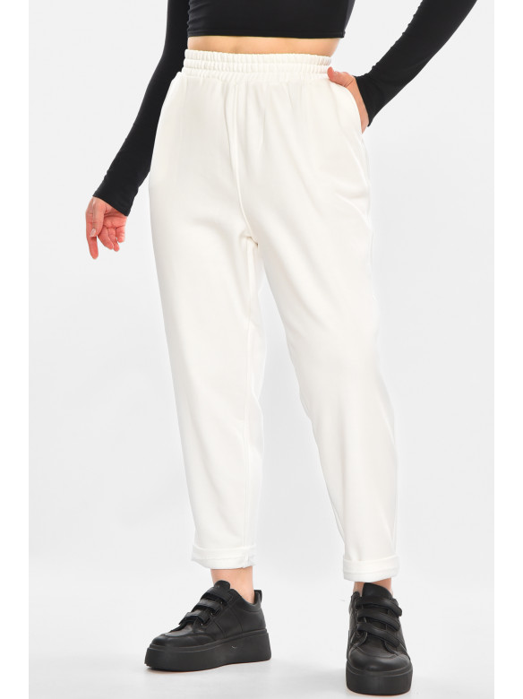 Спортивные штаны женские однотонные белого цвета 2336 213177C
