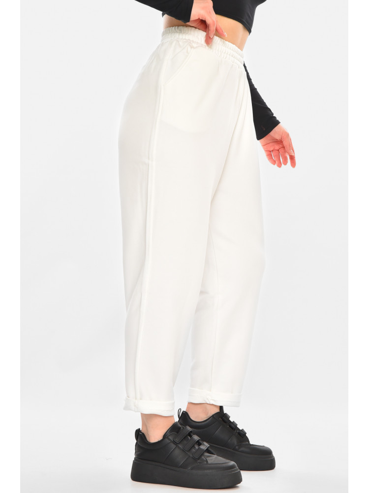 Спортивные штаны женские однотонные белого цвета 2336 213177C