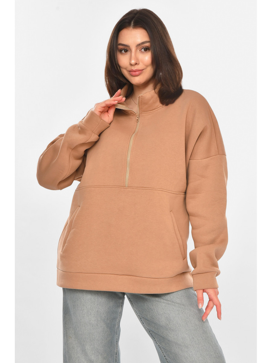 Худі жіноче на флісі кольору мокко 213179C