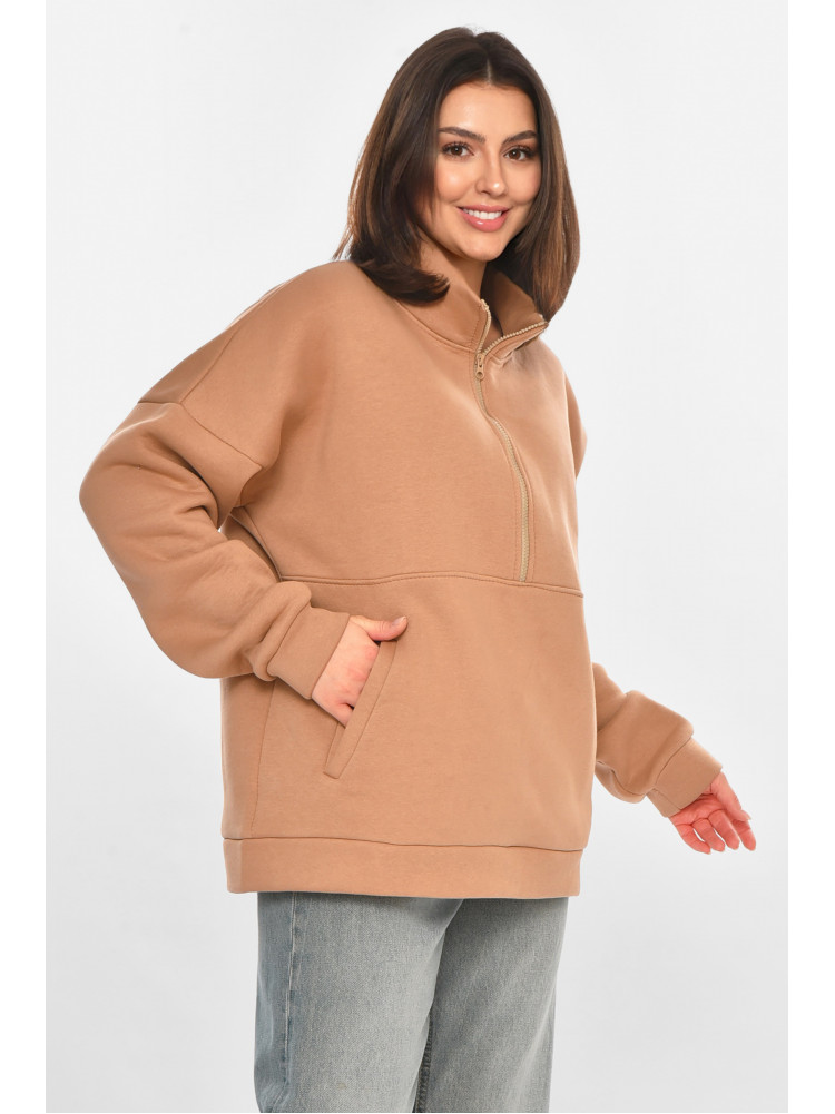 Худі жіноче на флісі кольору мокко 213179C
