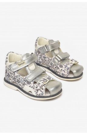 Сандали детские для девочек бело-серебристого цвета С- Т52-72-F 213190C