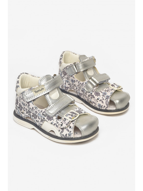 Сандали детские для девочек бело-серебристого цвета С- Т52-72-F 213190C
