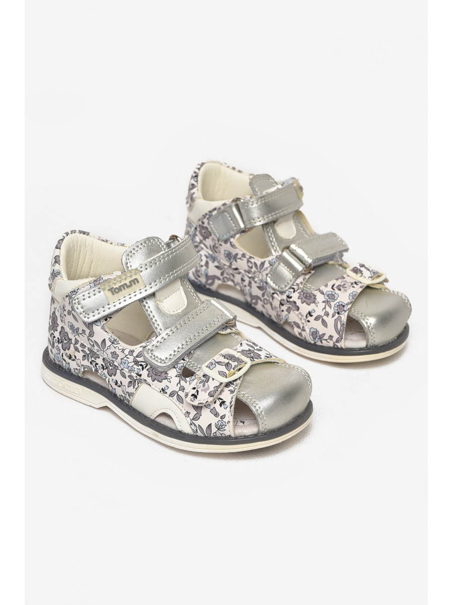 Сандали детские для девочек бело-серебристого цвета С- Т52-72-F 213190C