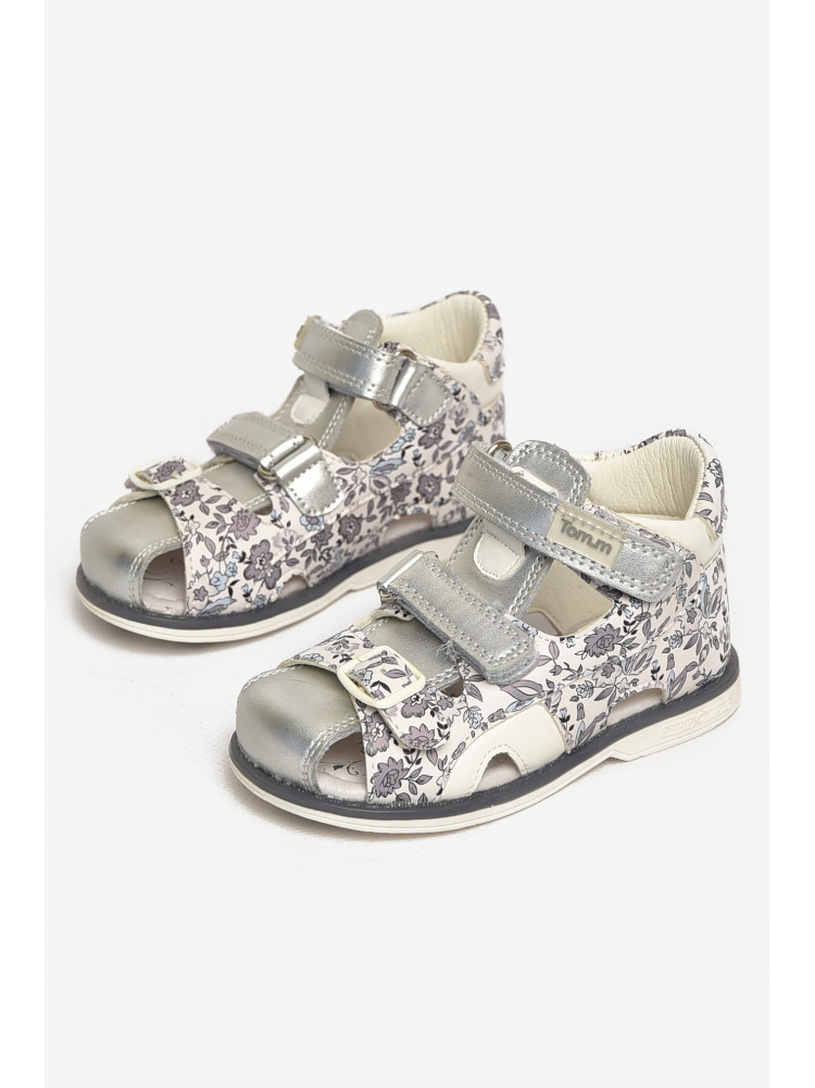 Сандали детские для девочек бело-серебристого цвета С- Т52-72-F 213190C