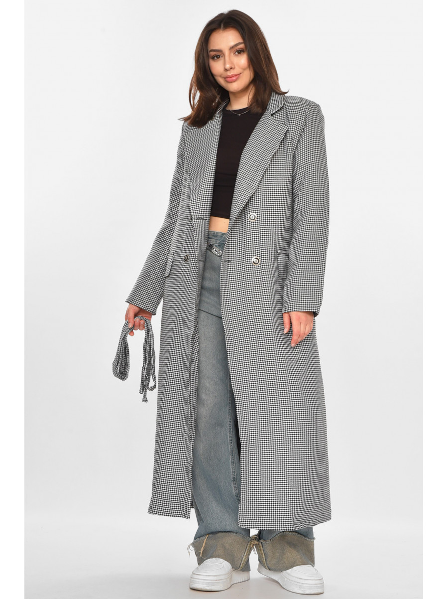 Пальто жіноче білого кольору з принтом 05427 213194C