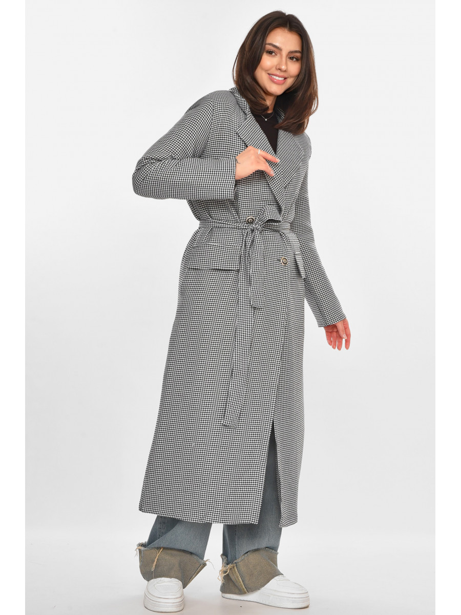 Пальто жіноче білого кольору з принтом 05427 213194C