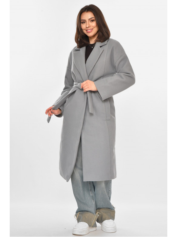 Пальто жіноче однотонне сірого кольору 5352 213195C