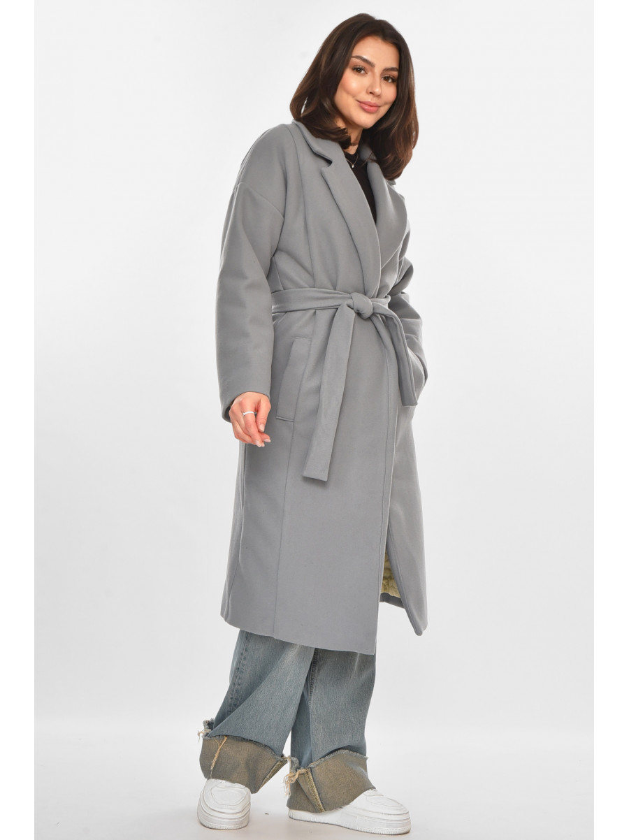 Пальто жіноче однотонне сірого кольору 5352 213195C