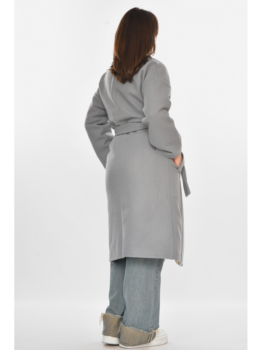 Пальто жіноче однотонне сірого кольору 5352 213195C