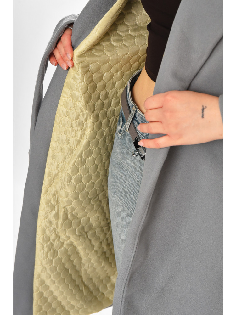 Пальто жіноче однотонне сірого кольору 5352 213195C