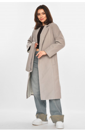 Пальто жіноче однотонне світло-сірого кольору 5352 213196C