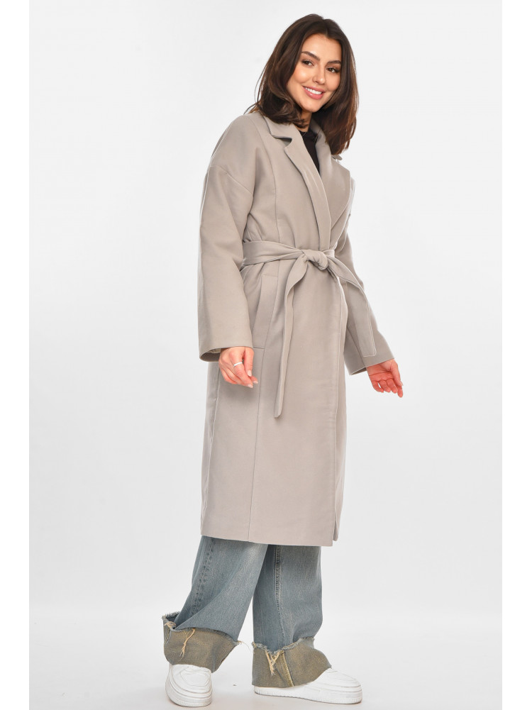 Пальто жіноче однотонне світло-сірого кольору 5352 213196C