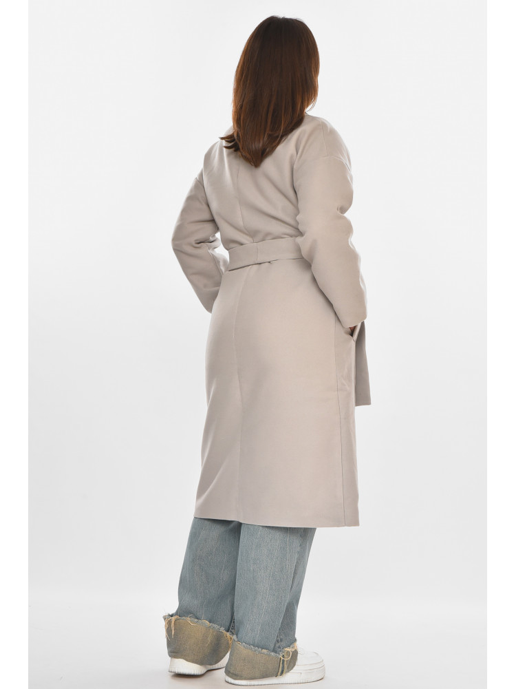 Пальто жіноче однотонне світло-сірого кольору 5352 213196C