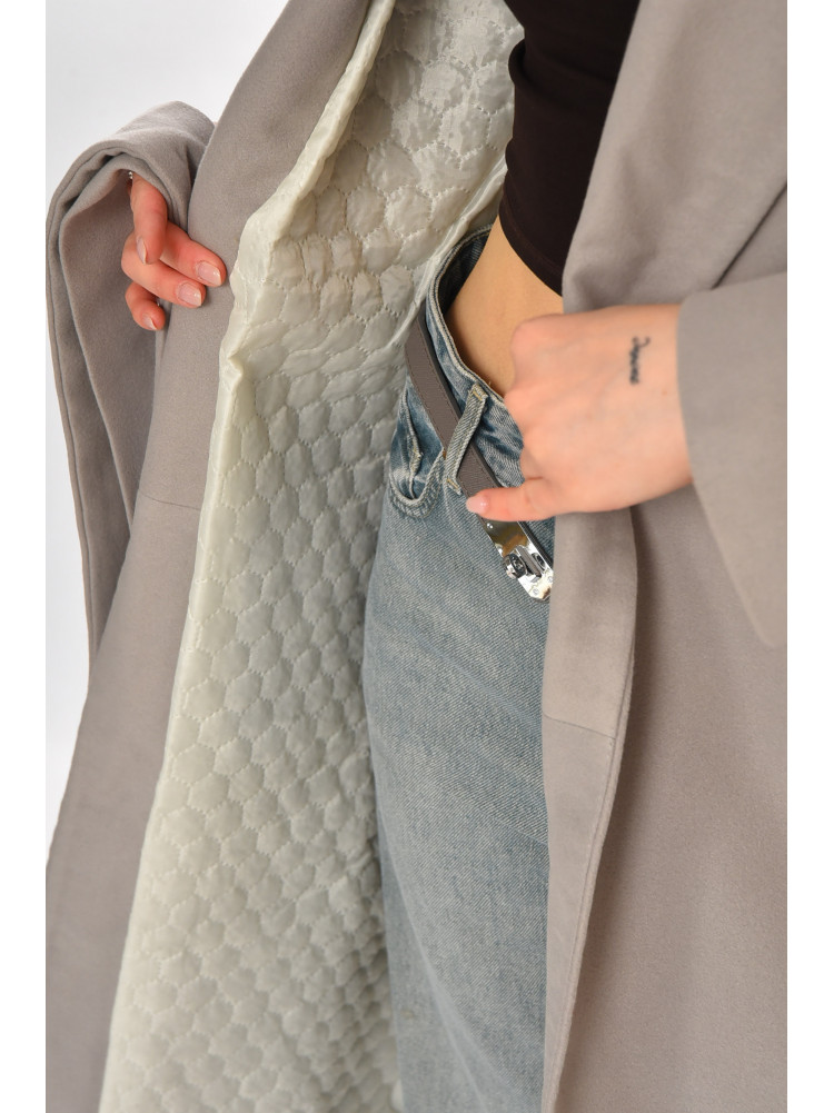 Пальто жіноче однотонне світло-сірого кольору 5352 213196C