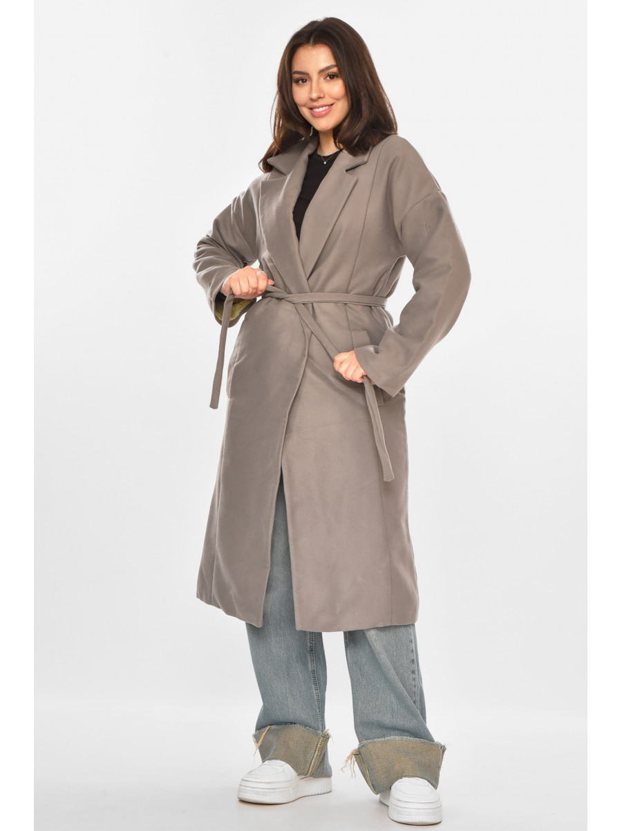 Пальто жіноче однотонне темно-сірого кольору 5352 213197C