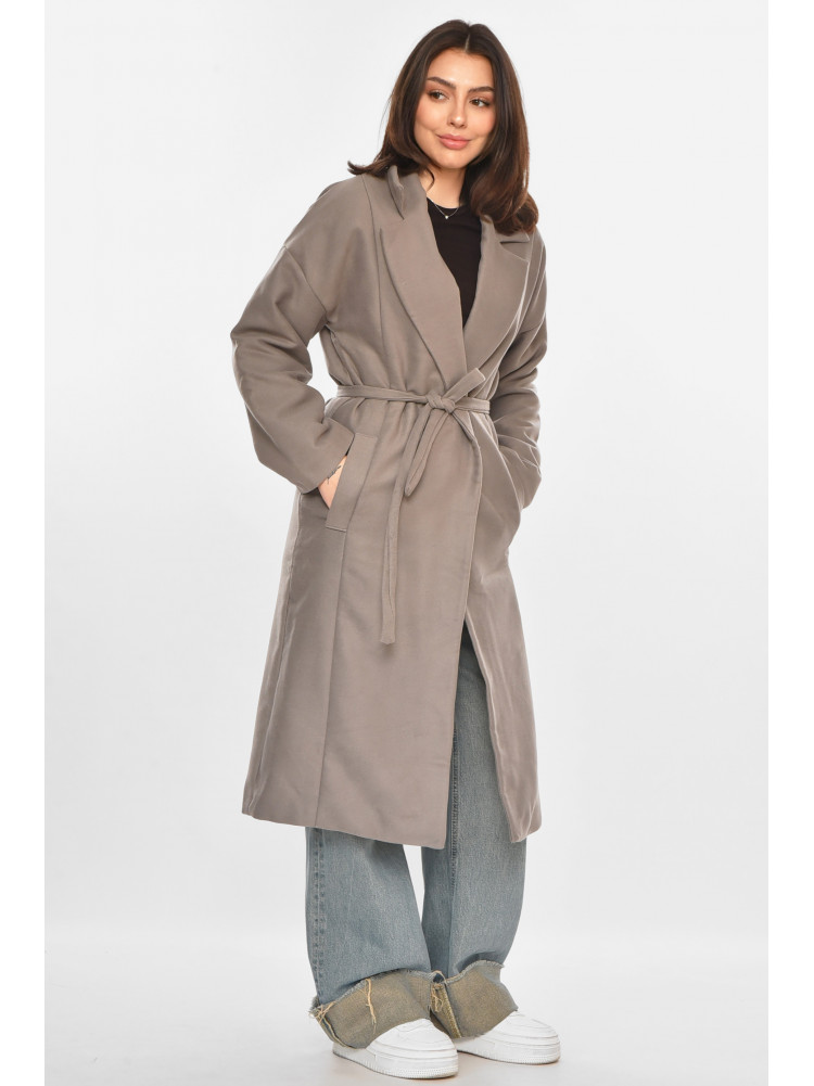 Пальто жіноче однотонне темно-сірого кольору 5352 213197C