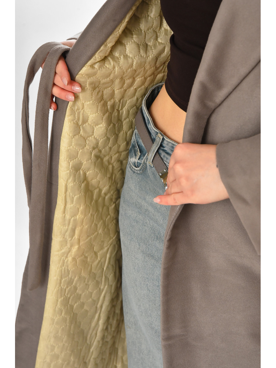 Пальто жіноче однотонне темно-сірого кольору 5352 213197C